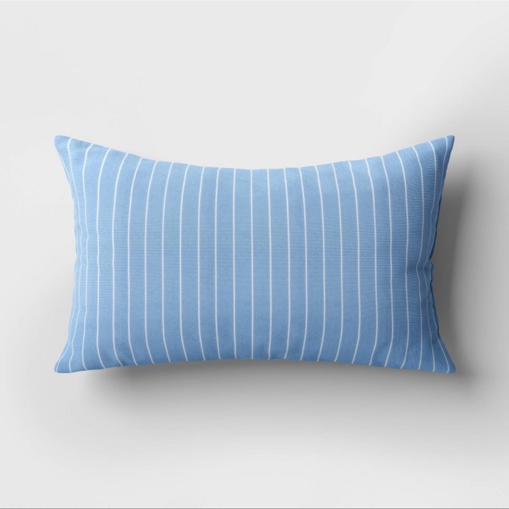 Set of 2 Striped Blue Pillows